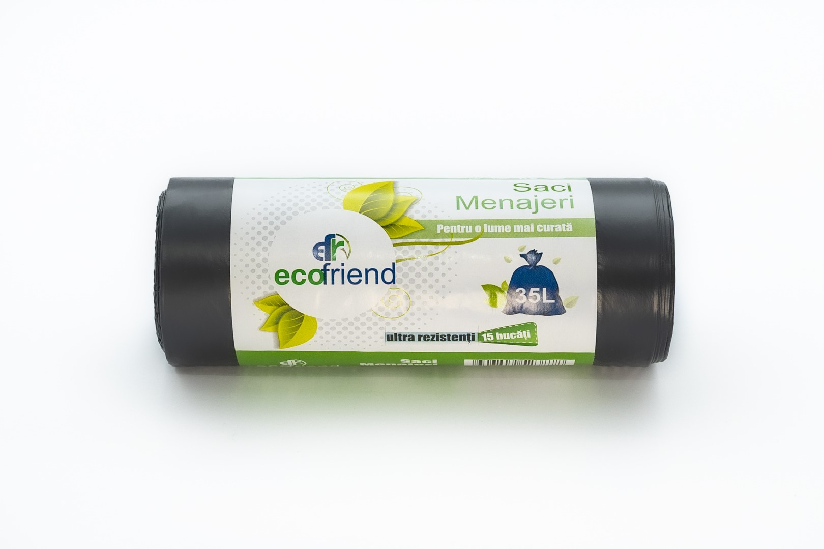 Saci menaj 35L ultra rezistenti Ecofriend, 15 bucati, negri