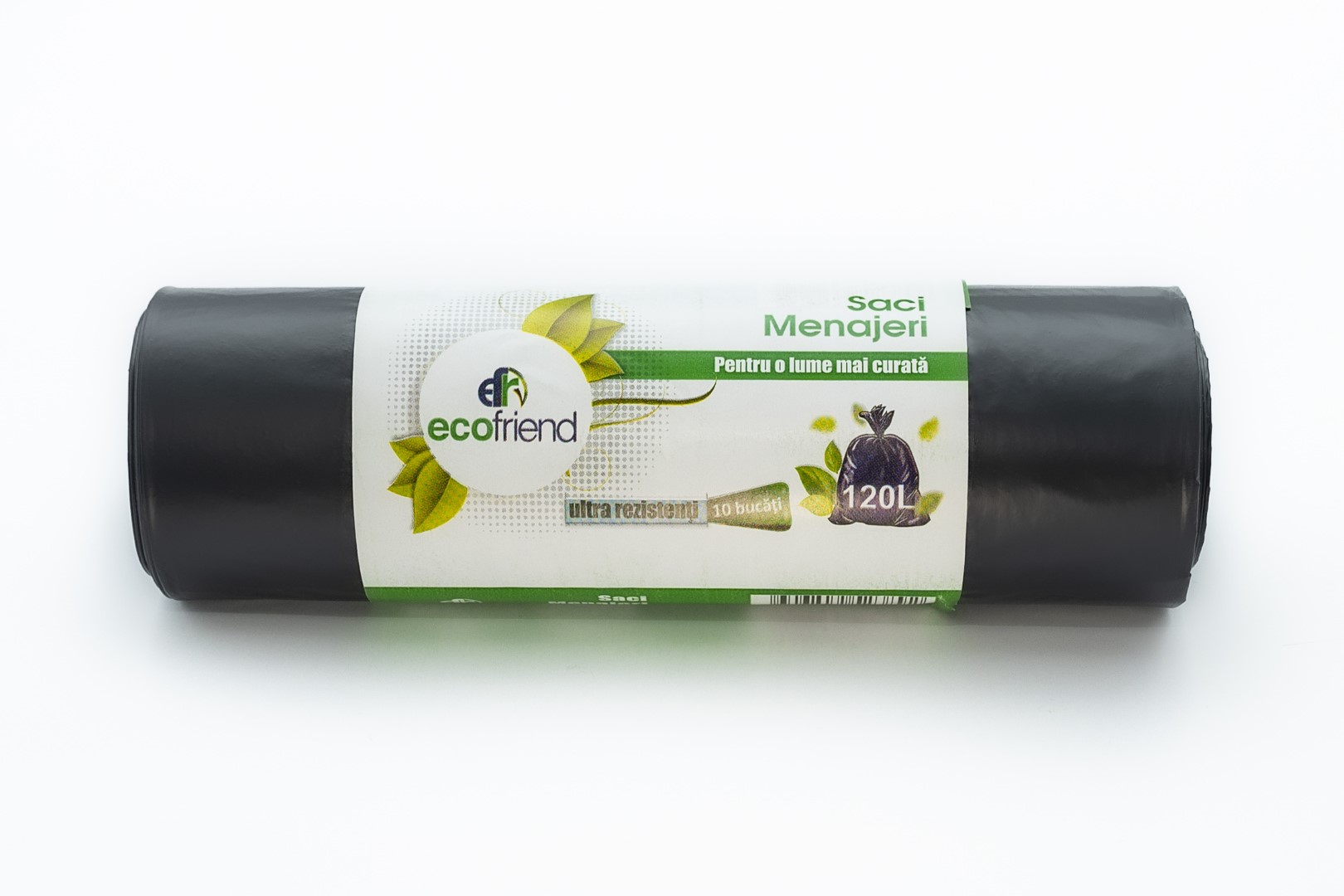 Saci menaj 120L ultra rezistenti Ecofriend, 10 bucati, negri