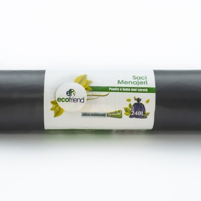 Saci menaj 240L ultra rezistenti Ecofriend, 10 bucati, negri