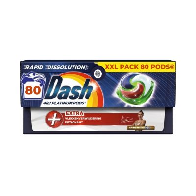 Detergent capsule DASH 4in1 Platinum Pods, Extra+ Clean, pachet XXL cu 80 de bucati