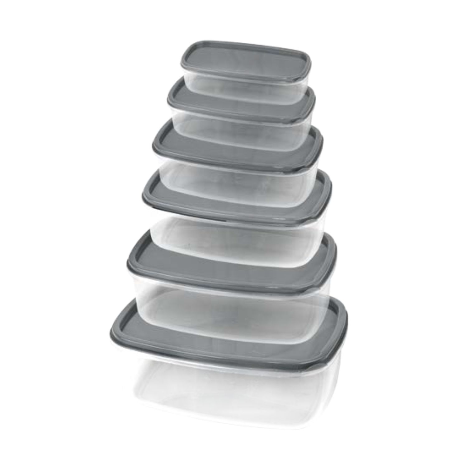 Set 6 caserole transparente cu capac antracit pentru depozitare alimente, 0.3L până la 3.1L
