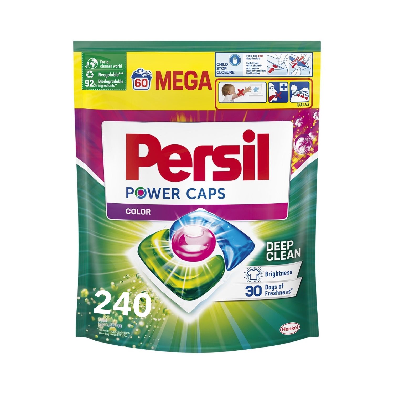 Detergent de rufe capsule Persil Power Caps Color, 240 spalari